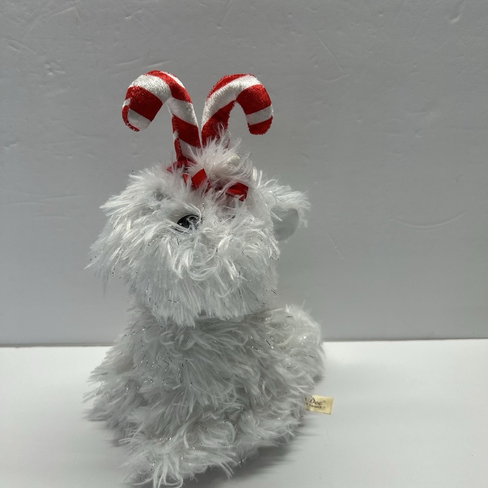 Dan Dee Spinning Animated White Dancing Christmas Dog Puppy Jingle Bells Rare